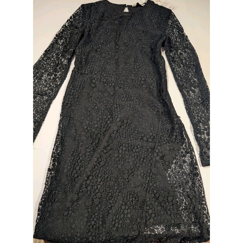 NWT & Other Stories Black Floral Lace‎ Mini Dress Long Sleeve Recycled Polyamide